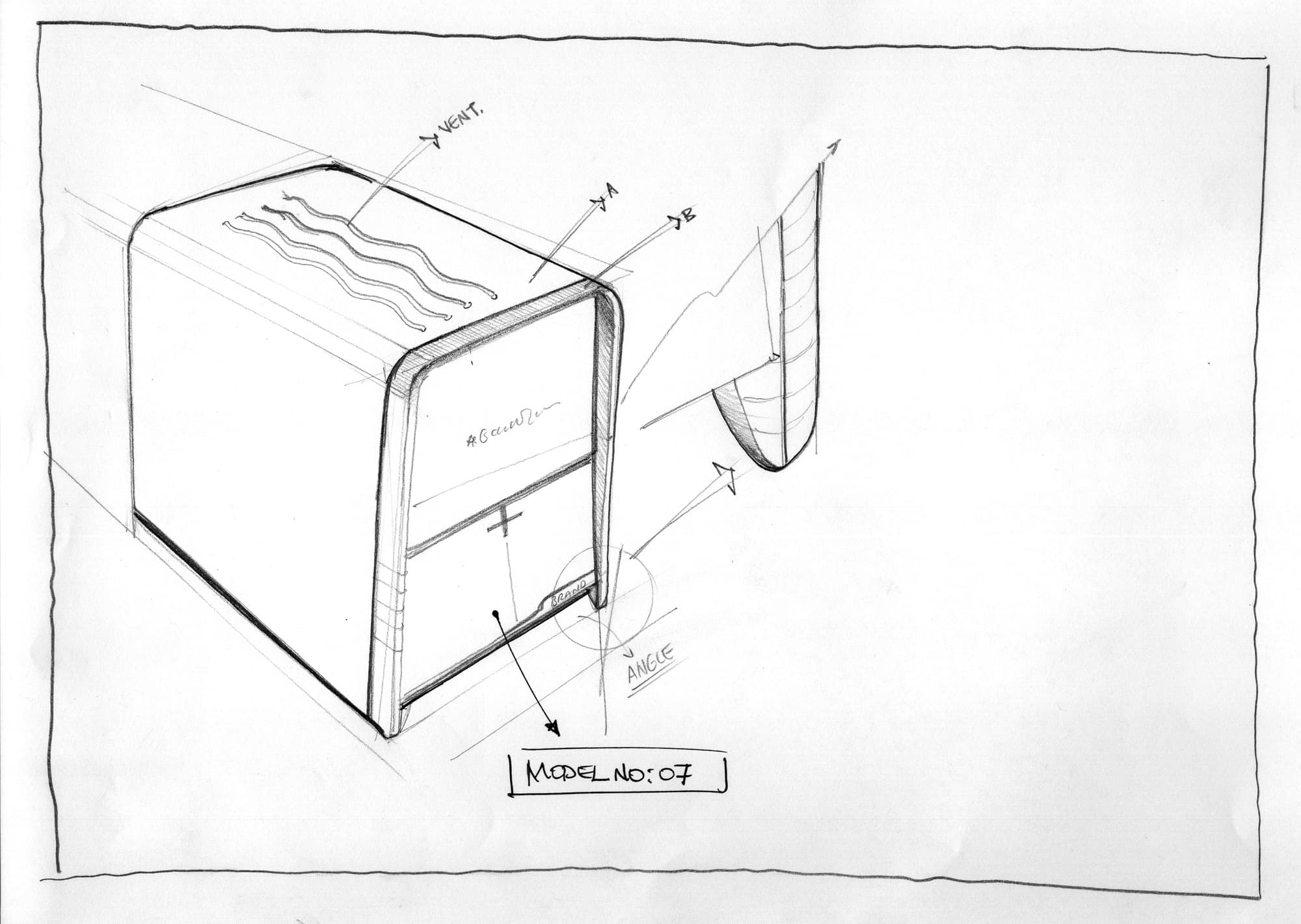 Pencil sketch of an instrument enclosure